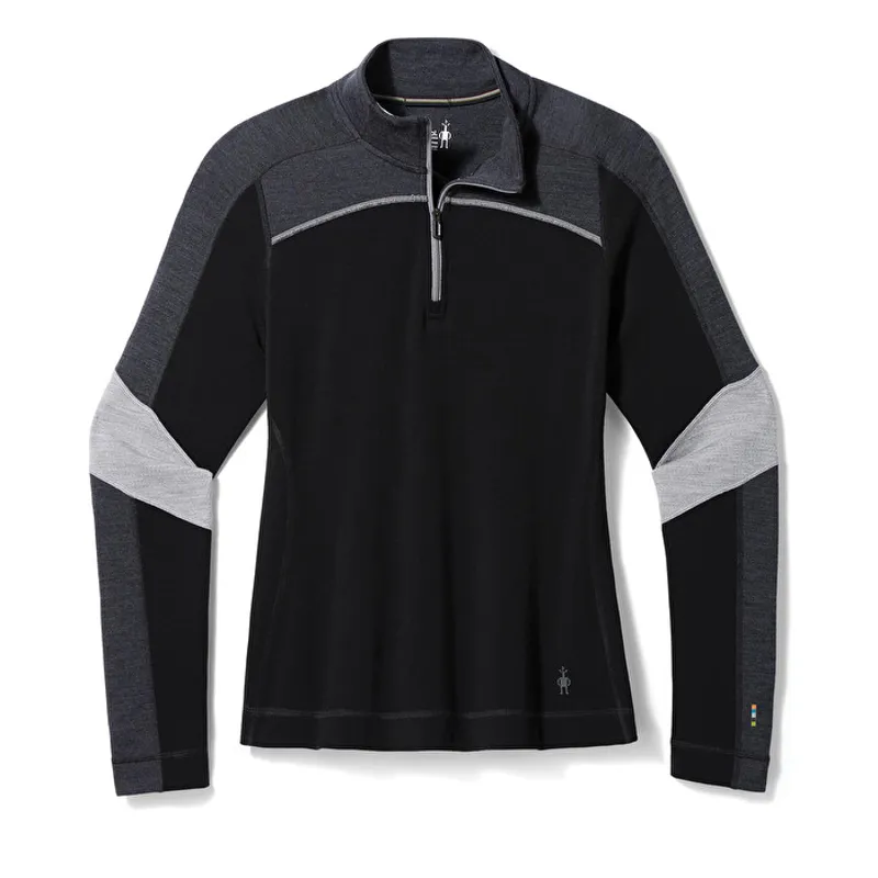 2024 Smartwool Merino Womens zip base layer top colourblock black